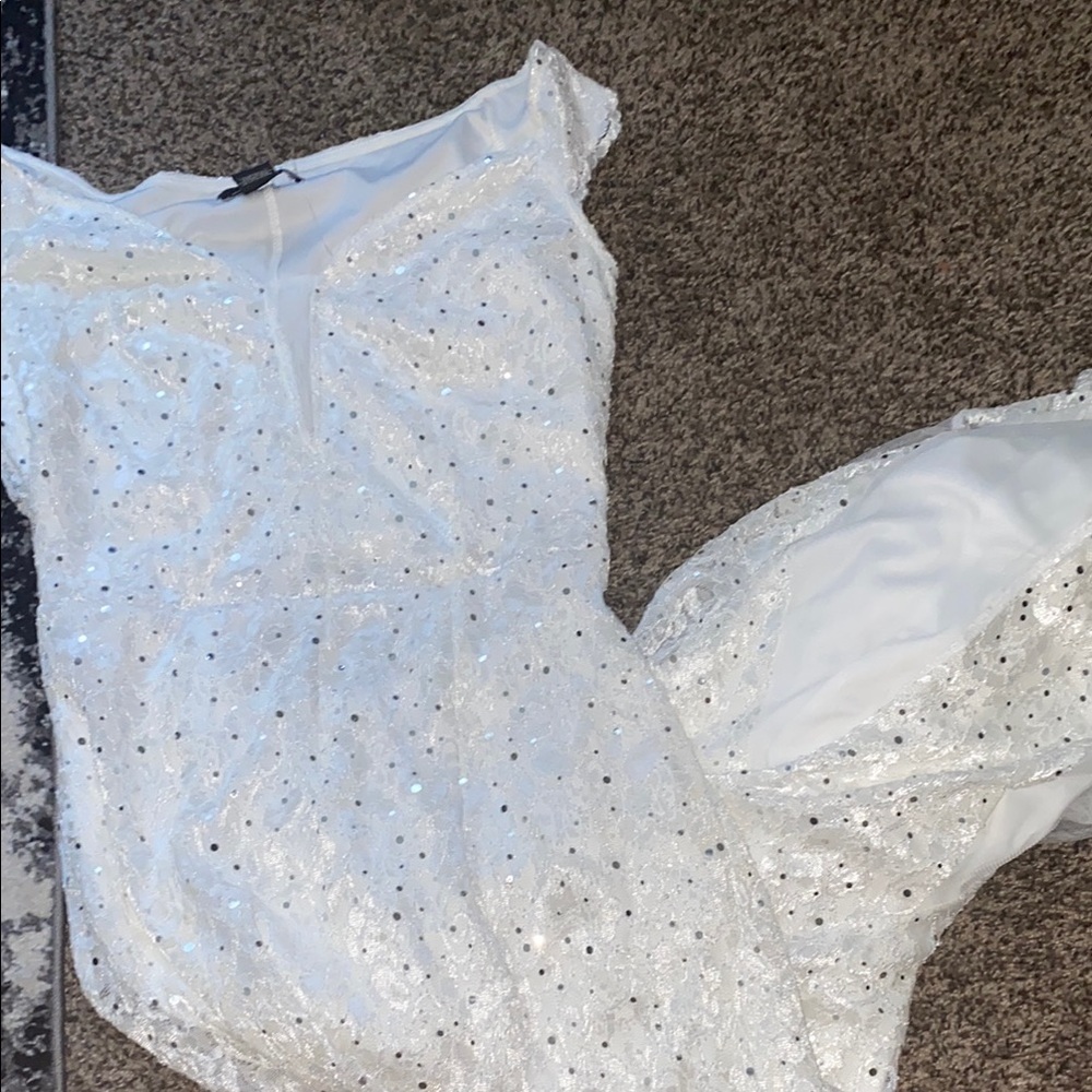 Elegant White Sequin Dress